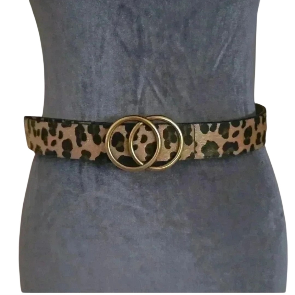 Woman Removable Buckle Leopard Print Belt Sz Small